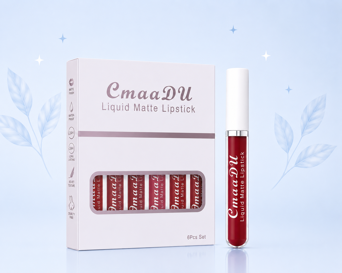 Queene Matte Liquid Lipstick — Long-Wear Set of 6
